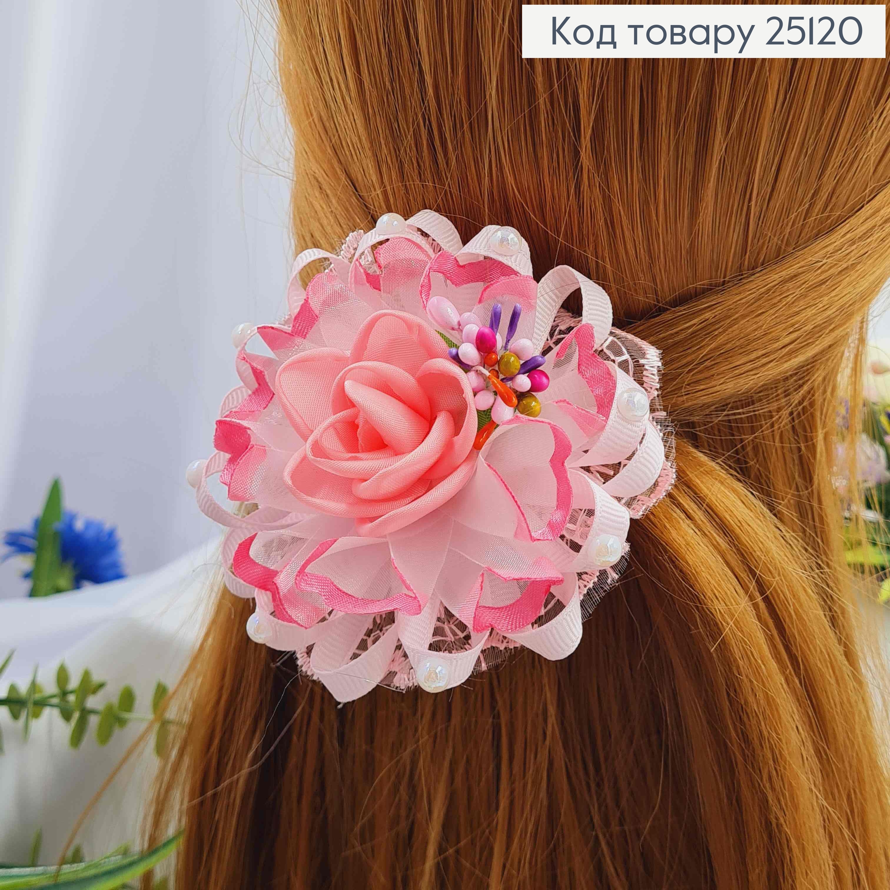 Резинка Бант розовий 8см, ручная робота Украина 25120 фото 1