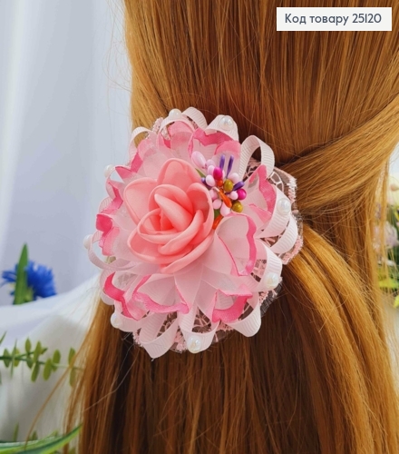 Резинка Бант розовий 8см, ручная робота Украина 25120 фото 1