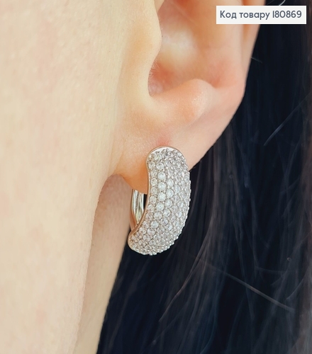 Сережки родовані "Розкішні" з камінцями (англ.застібка), 1,5*0,7см, Xuping 180869 фото 2