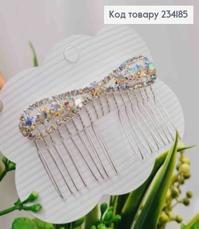 Гребінь у волосся, Бантик з Блискучими камінцями Хамелеон, Срібного кольору 234185 фото