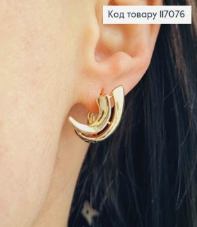 Серьги "Полумесяц" двойной, англ. 2см, Xuping 18K 117076 фото