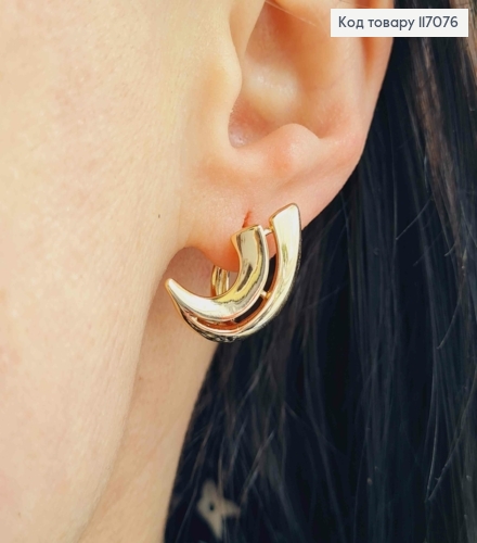 Серьги "Полумесяц" двойной, англ. 2см, Xuping 18K 117076 фото 1