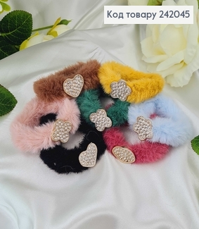 Резинка  пушок з брошкою в камінцях в ас. 242045 фото