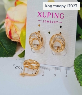 Серьги "Гнездышко" с камешками, 1,5см, Xuping 18К 117023 фото