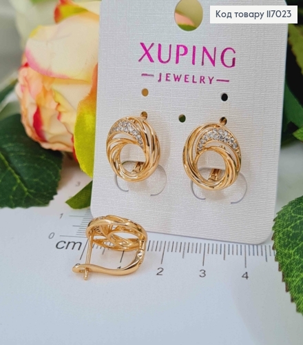 Серьги "Гнездышко" с камешками, 1,5см, Xuping 18К 117023 фото 1