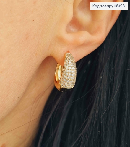 Серьги Овальные с Блестящими камешками, 1,7см, Xuping 18K 118498 фото 3