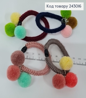 Резинка з трьома балабонами  в асорт. 243016 фото