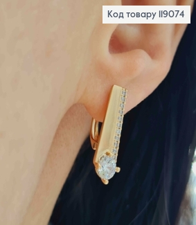 Серьги украшены Блестящими камешками, 2,1см, английская застежка, XUPING 18K 119074 фото