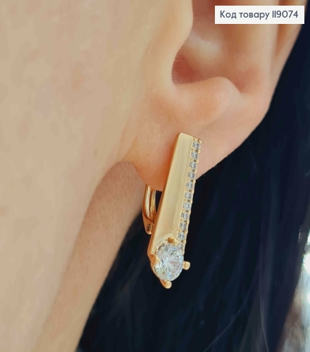 Серьги украшены Блестящими камешками, 2,1см, английская застежка, XUPING 18K 119074 фото 1