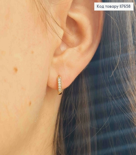 Серьги кольца украшены камешками, 1,1см, XUPING 18K 117658 фото 2