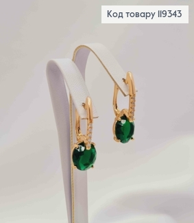 Серьги с изысканным зеленым камнем, 2,5см, англ. застежка, XUPING 18K 119343 фото