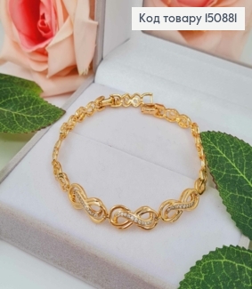 Браслет Двойная бесконечность, с камешками, 19см, Xuping 18К 150881 фото