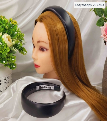 Обруч  широкий 4см , ЕКОшкіра, колір ЧОРНИЙ, ручна робота, Україна 292240 фото 1