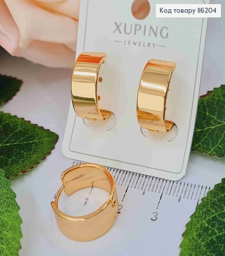 Серьги кольца, ширина. 8мм, диаметром 1,6см, Xuping 18K 116204 фото 1