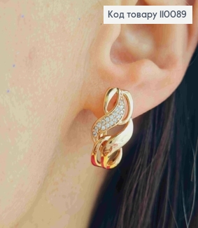 Сережки "Грайливі" прикрашені Блискучими камінцями, 1,9см, англ. застібка,  XUPING 18К 110089 фото