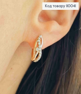 Серьги "Нежные" украшены Блестящими камнями, длина 1,4см, английская застежка, Xuping 18K 110041 фото