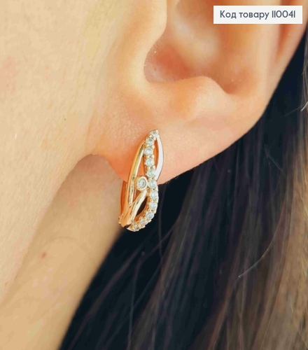 Серьги "Нежные" украшены Блестящими камнями, длина 1,4см, английская застежка, Xuping 18K 110041 фото 1