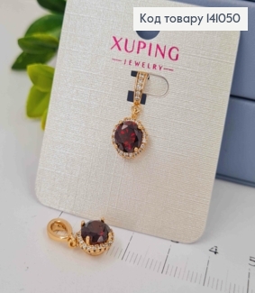 Кулон Бордовий камень в оправе из камней, 0,9см, Xuping 18К. 141050 фото