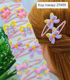 Набір заколок Тік-так (20шт), БАНТИКИ, Яскраві кольори, заколка 5см, бантик 3*3см 271459 фото