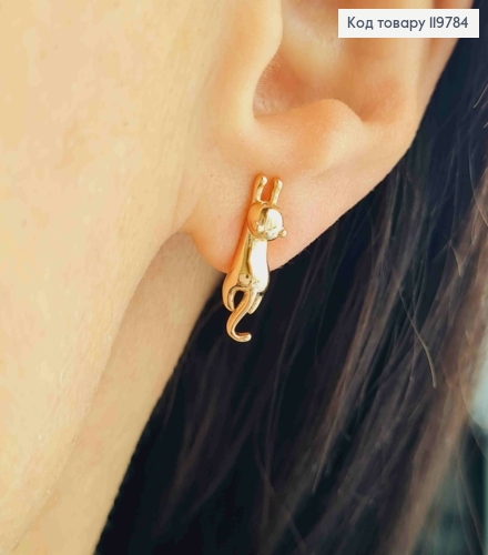 Серьги гвоздики "Котики", размер 1,7 см, Xuping 18K 119784 фото 1