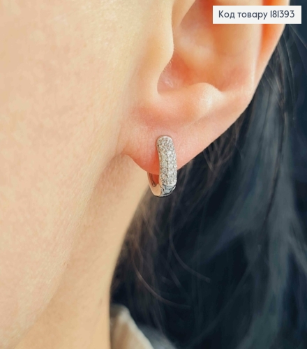 Сережки родовані, кільця 1см, в камінцях, шир.3мм, Xuping  181393 фото 2