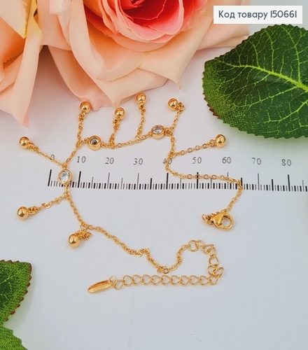 Браслет "Праздничный" с камнями 2мм, длина 19+4см, Xuping 18К 150661 фото 1