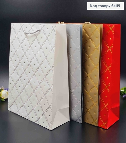 Пакет паперовий, "Імітація прошитої тканини", в асорт. 26*32*10см 541119 фото 1