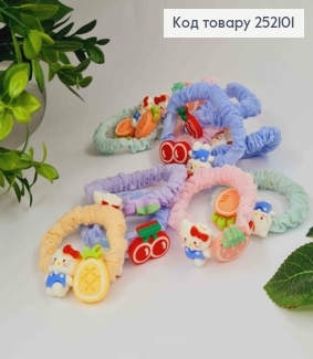 Резинка детская, жатка фатиновая, цвета в ассорт. с Хэллоу Китти и фруктами 252101 фото