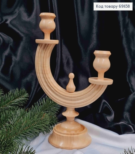 Підсвічник дерев'яний "БУК СВІТЛИЙ", висота 23,5см, ручна робота, Україна 691138 фото 1