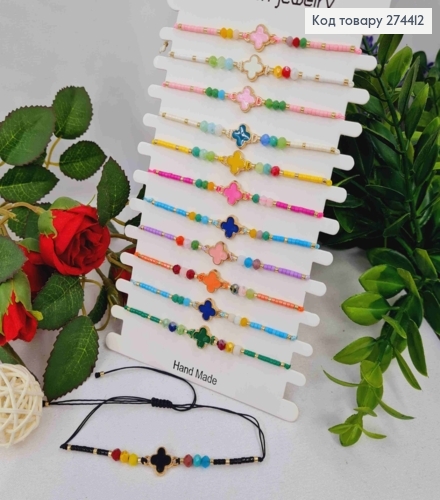 Браслет с бусинками и кулончиком Van Cleef, на затяжке, в ассортименте. 274412 фото 1