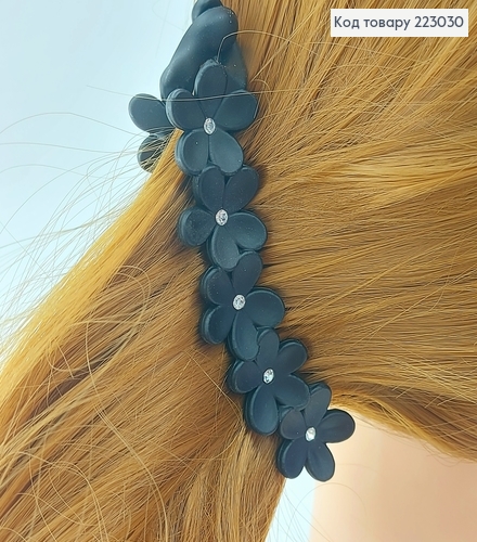 Заколка банан Цветочек каучук с камнями 9,5 см 223030 фото 1