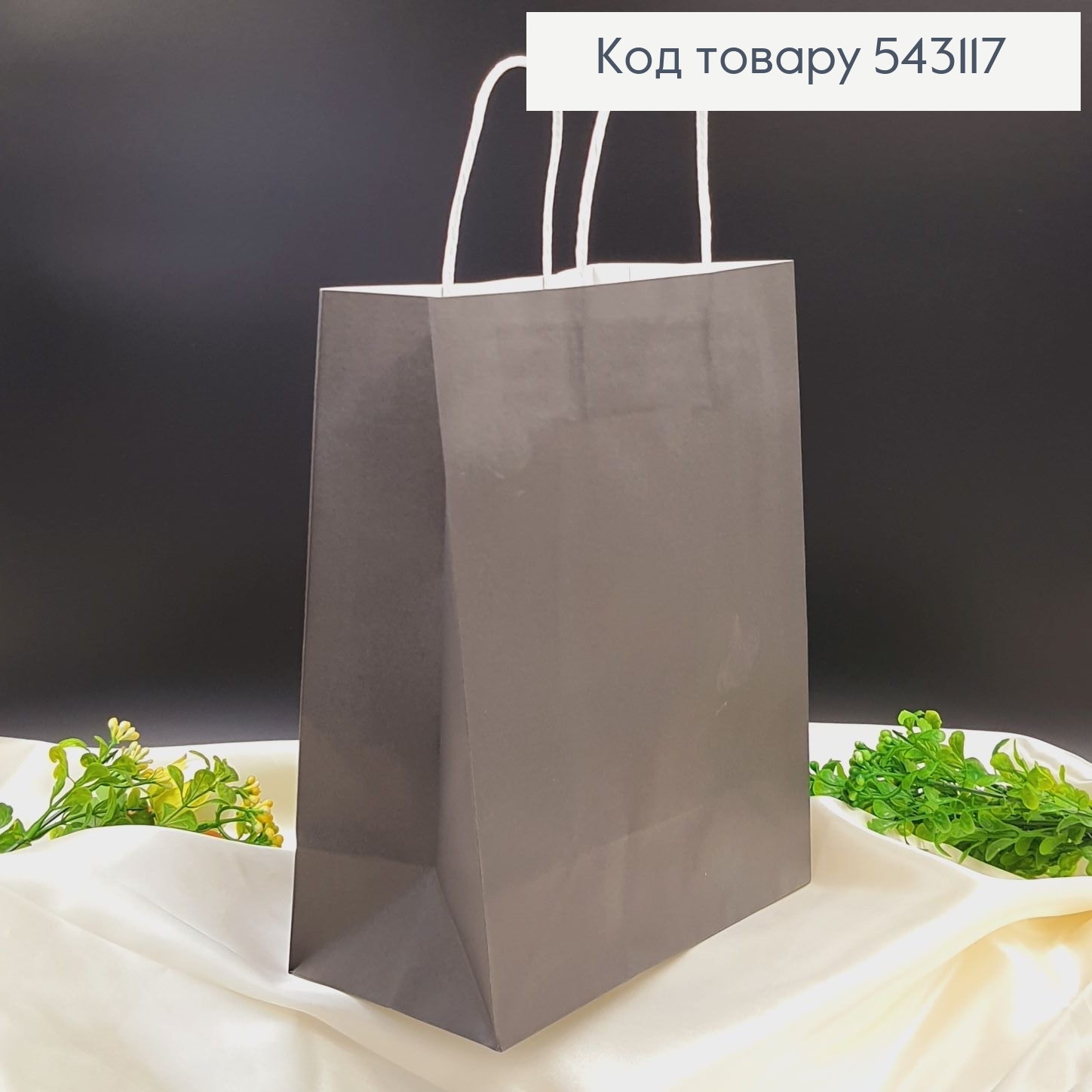 Пакет бумажный средний Крафт бумажная ручка черный 27х20,5 см 543117 фото 1