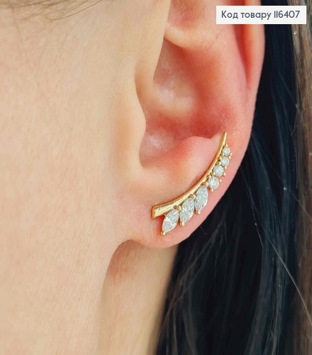 Серьги крючки, Ландыш, в камнях, 2,2см, Xuping 18K 116407 фото 1