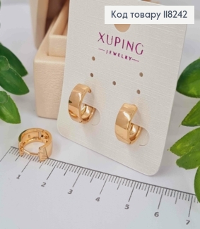 Серьги кольца Классические, ширина 5мм, диаметр 1,3см, Xuping 18К. 118242 фото