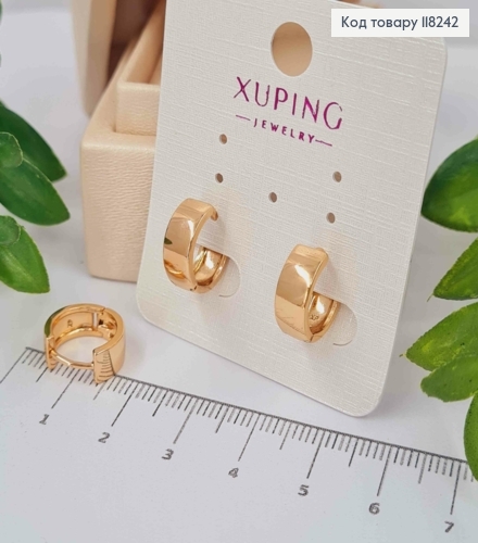 Серьги кольца Классические, ширина 5мм, диаметр 1,3см, Xuping 18К. 118242 фото 1