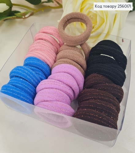 Резинка микрофибра Китай 4 см №2 30 шт/уп с люрексом 2560171 фото 1