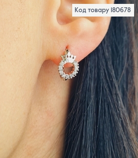 Сережки родированые кольца с камнями, 1*0,8см, Xuping 180678 фото
