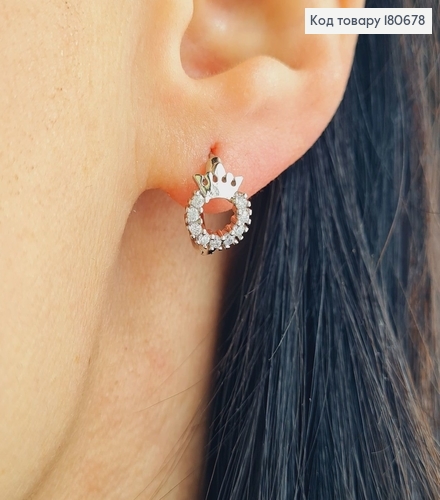 Сережки родированые кольца с камнями, 1*0,8см, Xuping 180678 фото 1