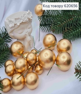 Золотые шарики (20шт) разного размера (пластик), 2см*3см*4см, 20шт/уп 620656 фото