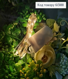 Гирлянда РОСА(3м),  Теплого цвета, зелений дрот дл. 3м. (батарейка в комплекте) 613188 фото