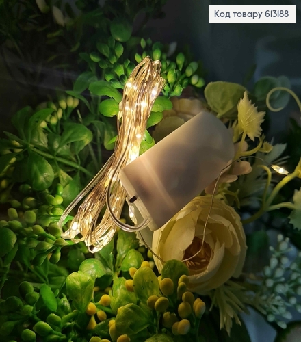 Гирлянда РОСА(3м),  Теплого цвета, зелений дрот дл. 3м. (батарейка в комплекте) 613188 фото 1