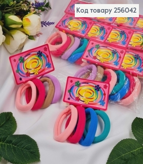 Набор резинок ЯРКО-НЮДОВИХ (4шт) микрофибра 5см, качественные, на планшетке в ассортименте. 256042 фото