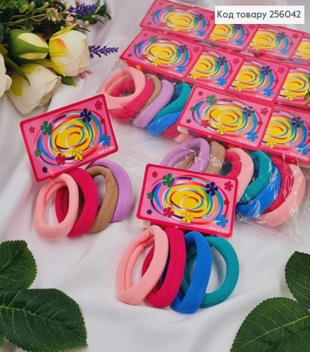 Набор резинок ЯРКО-НЮДОВИХ (4шт) микрофибра 5см, качественные, на планшетке в ассортименте. 256042 фото 1