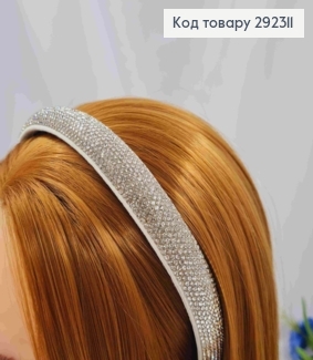 Обруч металевий зі Стразами, Блискуче-Сріблястого кольору, 1,7см 292311 фото