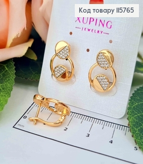 Серьги "На орбите" с камешками 2*1см (англ. застежка) Xuping 18K 115765 фото