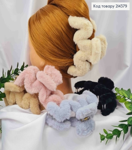 Краб пластик "ПУШОК" ВОЛНА, 13,5см, Пастельные цвета в ассортименте 214379 фото 1