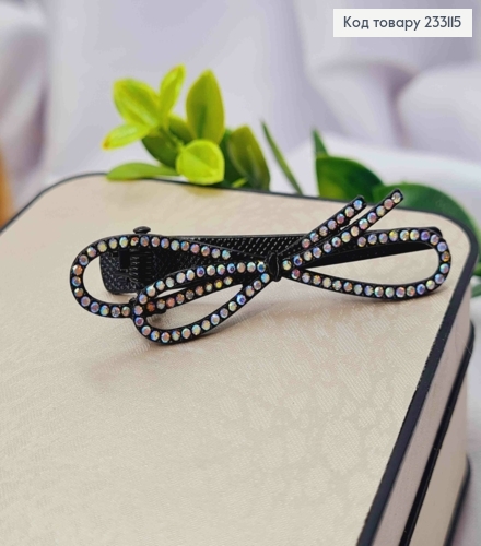 Набір: Заколка стріла (2шт/уп), "БАНТИК" прикрашена Перламутровим камінням, 5,5см, Чорного кольору 233115 фото 1