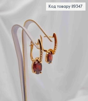 Серьги с изысканным красным камнем, 2,5см, англ. застежка, XUPING 18K 119347 фото