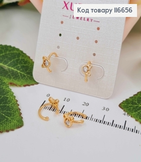 Сережки кафи на хрящ, з мордочкою ведмедика, Xuping 18K 116656 фото