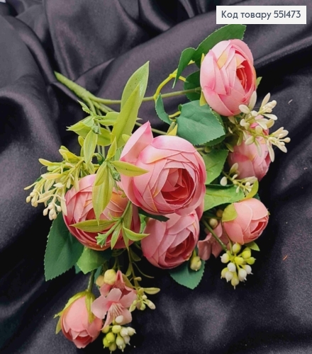 Искусственная композиция Пионовидные Розы, сиреневого цвета, 7 веточек на металлическом стержне, высота34см. 551473 фото 2